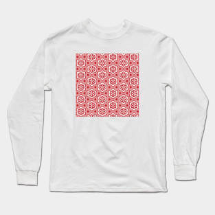 Red Floral Pattern Long Sleeve T-Shirt